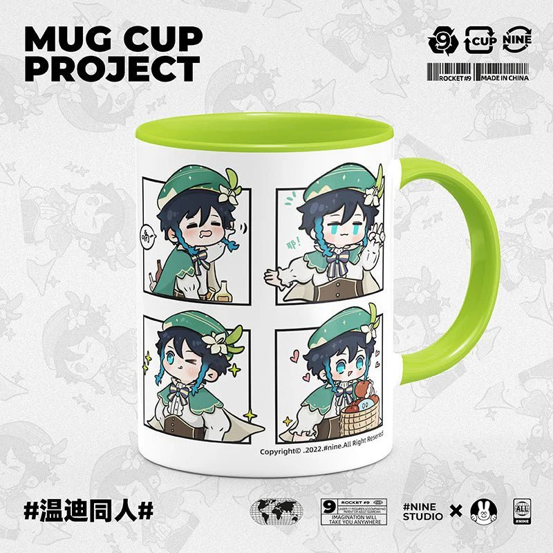 Genshin Impact Comic Style Cute Character Ceramics Mug - Venti (4 Frames)