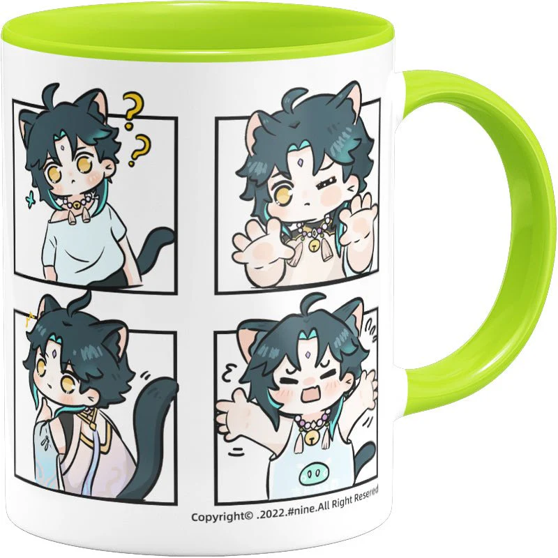 Genshin Impact Comic Style Cute Character Ceramics Mug - Xiao (4 Frames) - Image 5