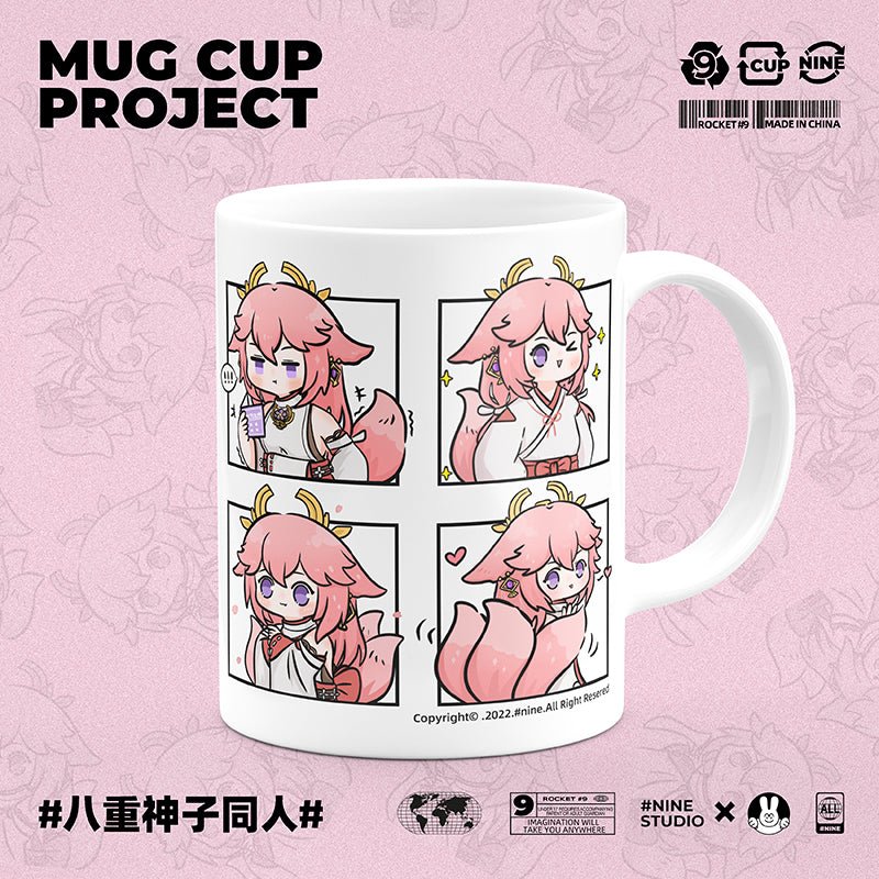 Genshin Impact Comic Style Cute Character Ceramics Mug - Yae Miko(4 Frames) - Image 2